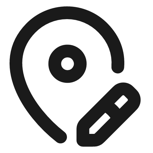 Map pin pen icon, line style, from Vadivam