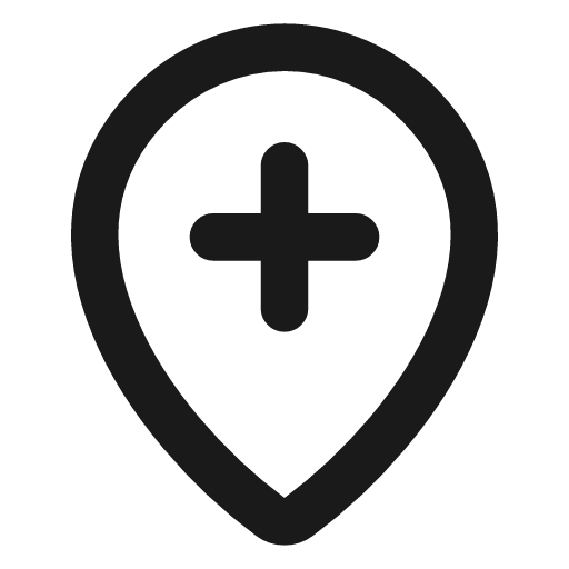 Map pin plus inside icon, line style, from Vadivam