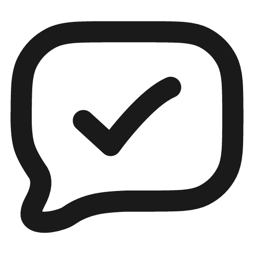 Message square check icon, line style, from Vadivam