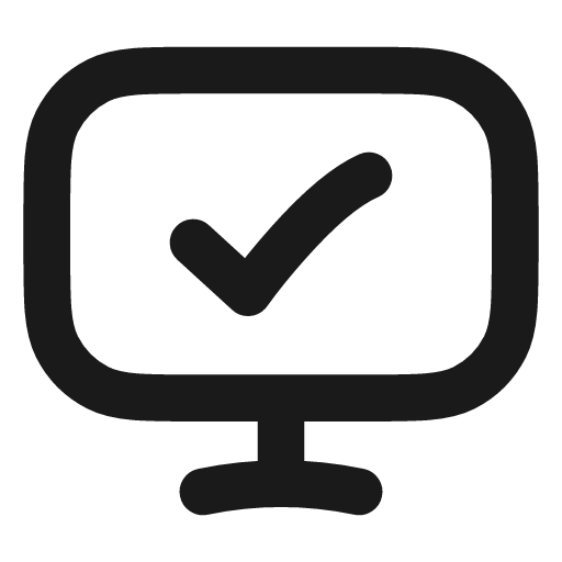 Monitor check icon, line style, from Vadivam