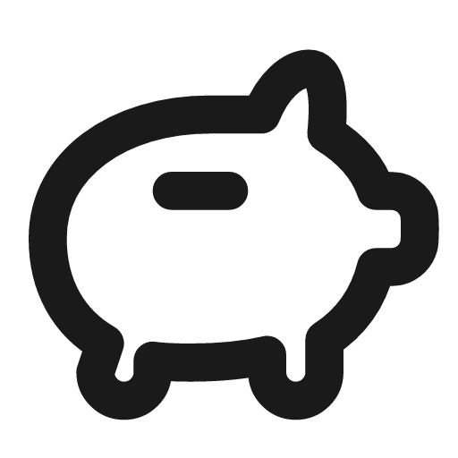 Piggy bank icon, line style, from Vadivam
