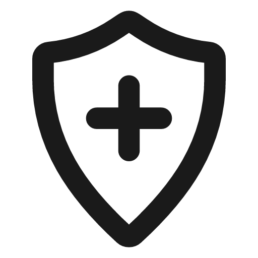 Shield plus icon, line style, from Vadivam