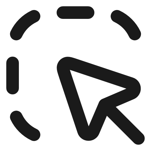 Square dashed mouse pointer icon, line style, from Vadivam