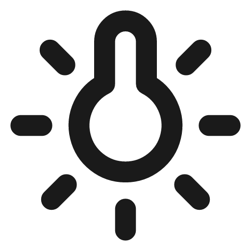 Thermometer sun icon, line style, from Vadivam