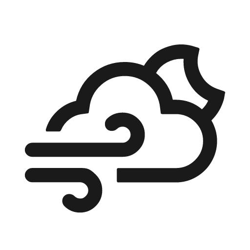 Night alt cloudy gusts icon, solid style, from Weather Icons
