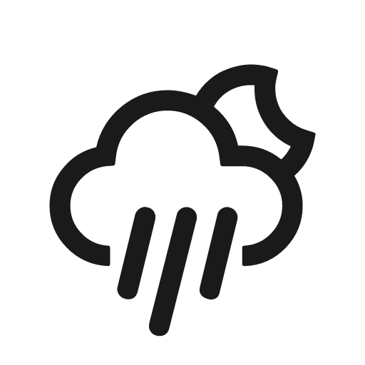 Night alt rain icon, solid style, from Weather Icons