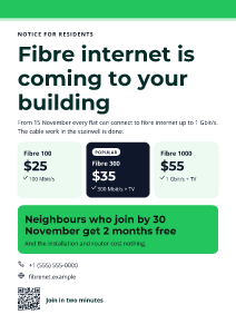 Fibre in your building: flyer template