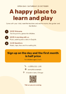 Kindergarten open day: flyer template