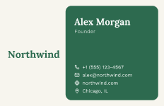 Inset panel: business card template