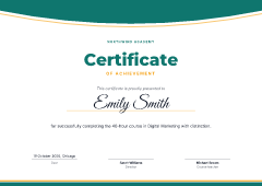 Sunrise arc: certificate template