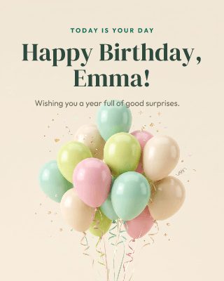 Birthday balloons: post template