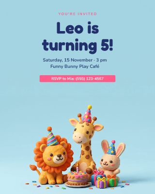 Kids' party invitation: post template