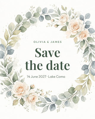 Save the date wreath: post template