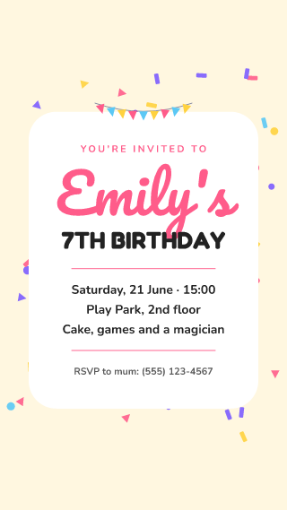 Birthday party invite: story template