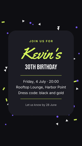 Birthday bash: story template
