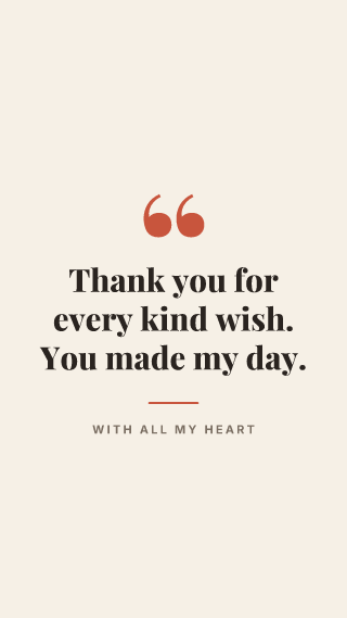 Thank you for the wishes: story template