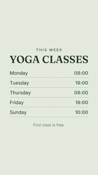 Class timetable: story template
