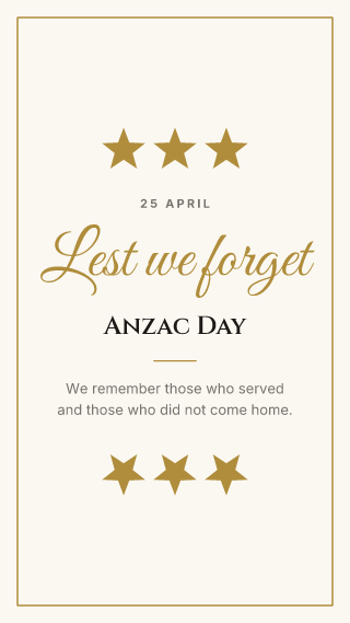 Anzac Day, classic frame: holiday template