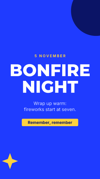 Bonfire Night, big words: holiday template