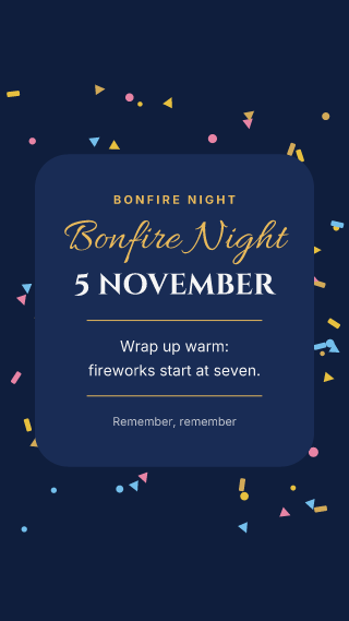 Bonfire Night, card: holiday template