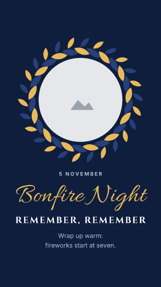 Bonfire Night, with your photo: holiday template
