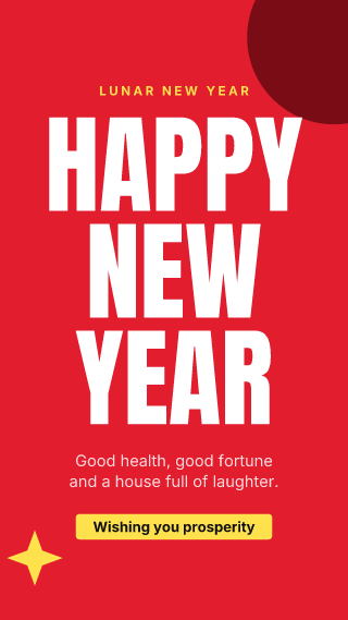 Lunar New Year, big words: holiday template