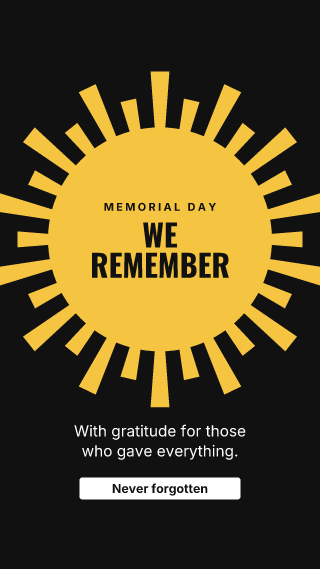 Memorial Day, big words: holiday template
