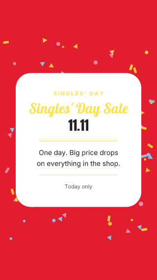 Singles' Day, card: holiday template