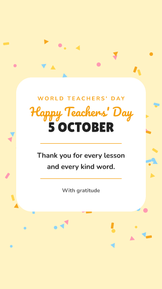 World Teachers' Day, card: holiday template