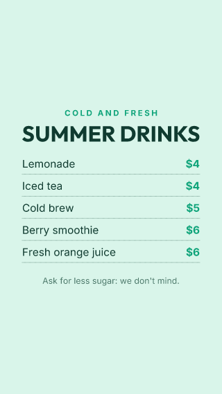 Summer drinks: story template