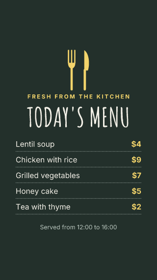 Today's menu: story template