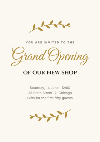 Shop opening invitation: invitation template