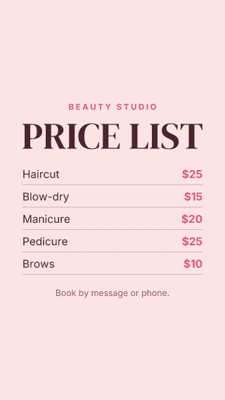Price list: story template