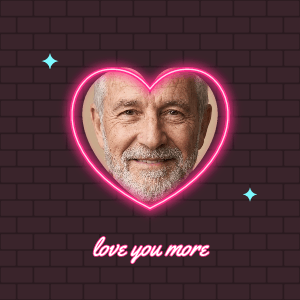 Neon heart: photo template