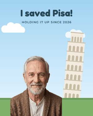 Holding up Pisa: photo template