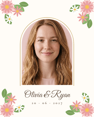 Floral wedding: photo template