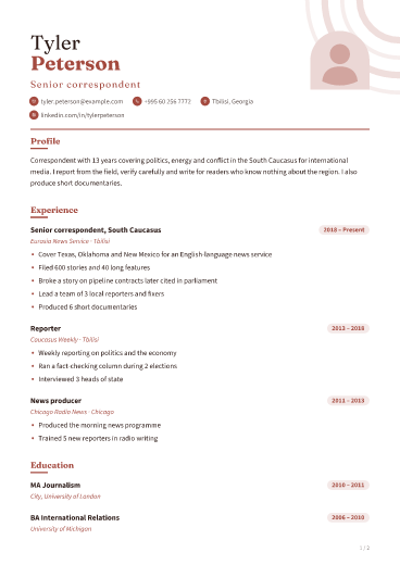 Rosewood: resume template
