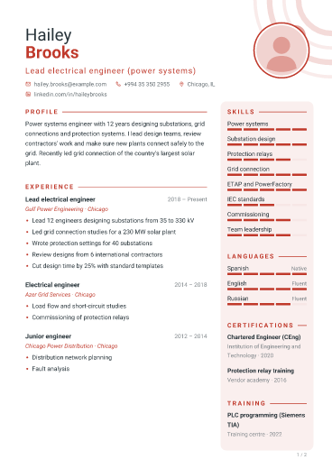 Steel Red: resume template